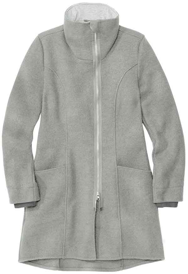 Women's grey coat with zipper and pockets