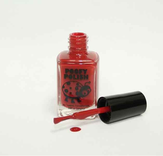 Poofy Nail Polish a bottle in the color Red