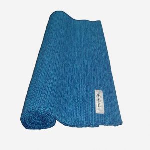 Hand-Woven Tri-Blue Cotton Yoga Rug - Eco-Friendly, Non-Slip