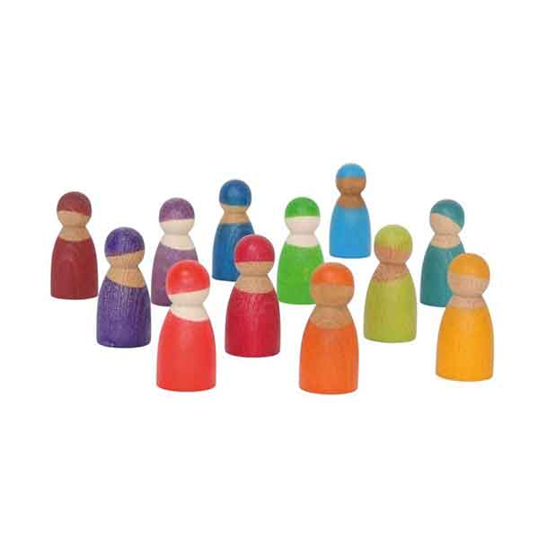 Wooden Peg Dolls painted a variety of colors