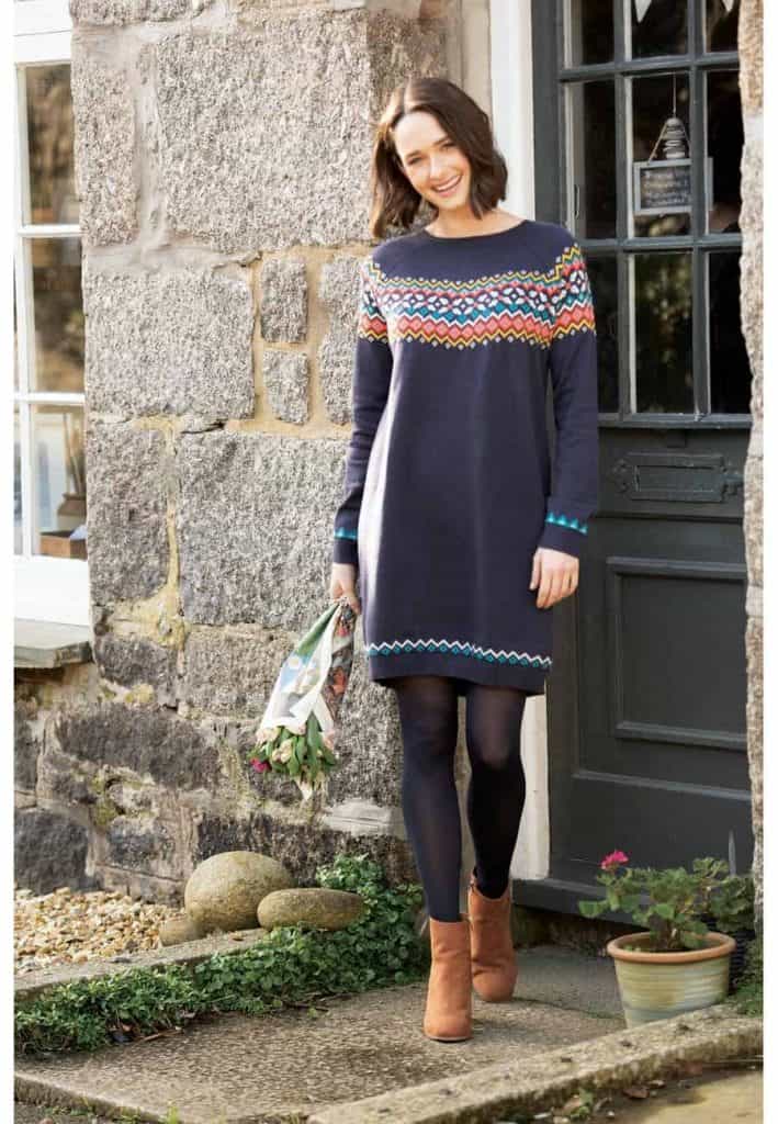 Frugi_woman in blue Katie Knitted organic cotton Dress