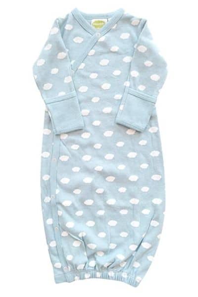 Parade Organics Baby Clothes blue sleeper with white clouds