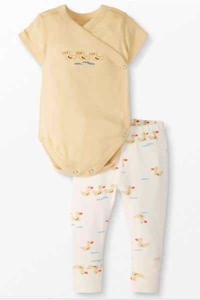 Hanna Andersson Baby Clothes yellow shirt and white pants with yellow ducks