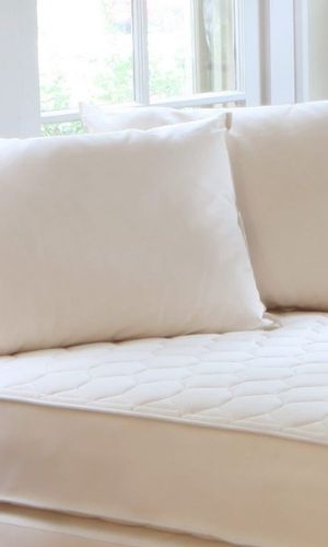 Naturepedic organic pillows on an organic mattress