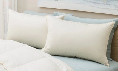 Plush Beds organic pillows on a bed