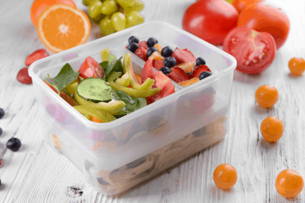 Food plastic container filled with fruits and vegetables for 