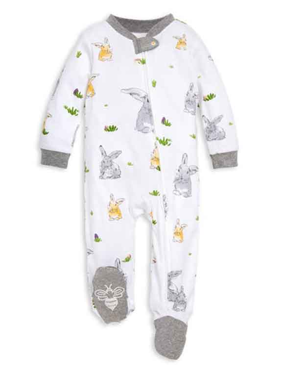 Burt's Bee's Baby Clothing with bunnies and grass designs