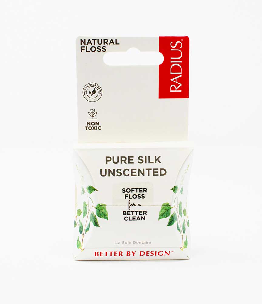 Radius Natural Biodegradable Silk Floss - Natural Dental Floss container