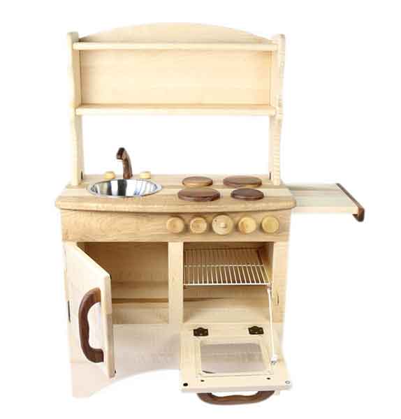 Image of a wooden play kitchen set