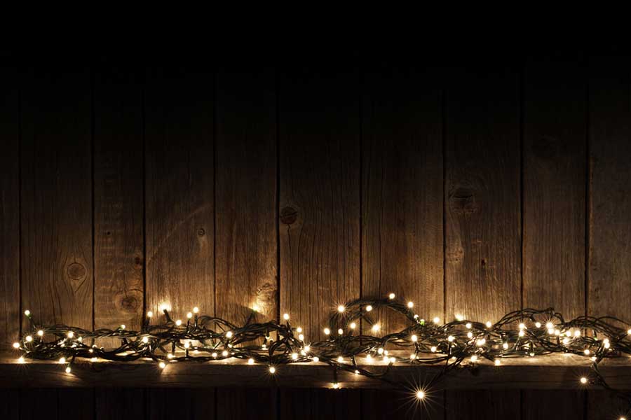 Christmas Lights Shining on a dark background